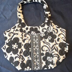 VERA BRADLEY Night and Day Side By Side Tote Black White Floral Shoulder Bag NWT